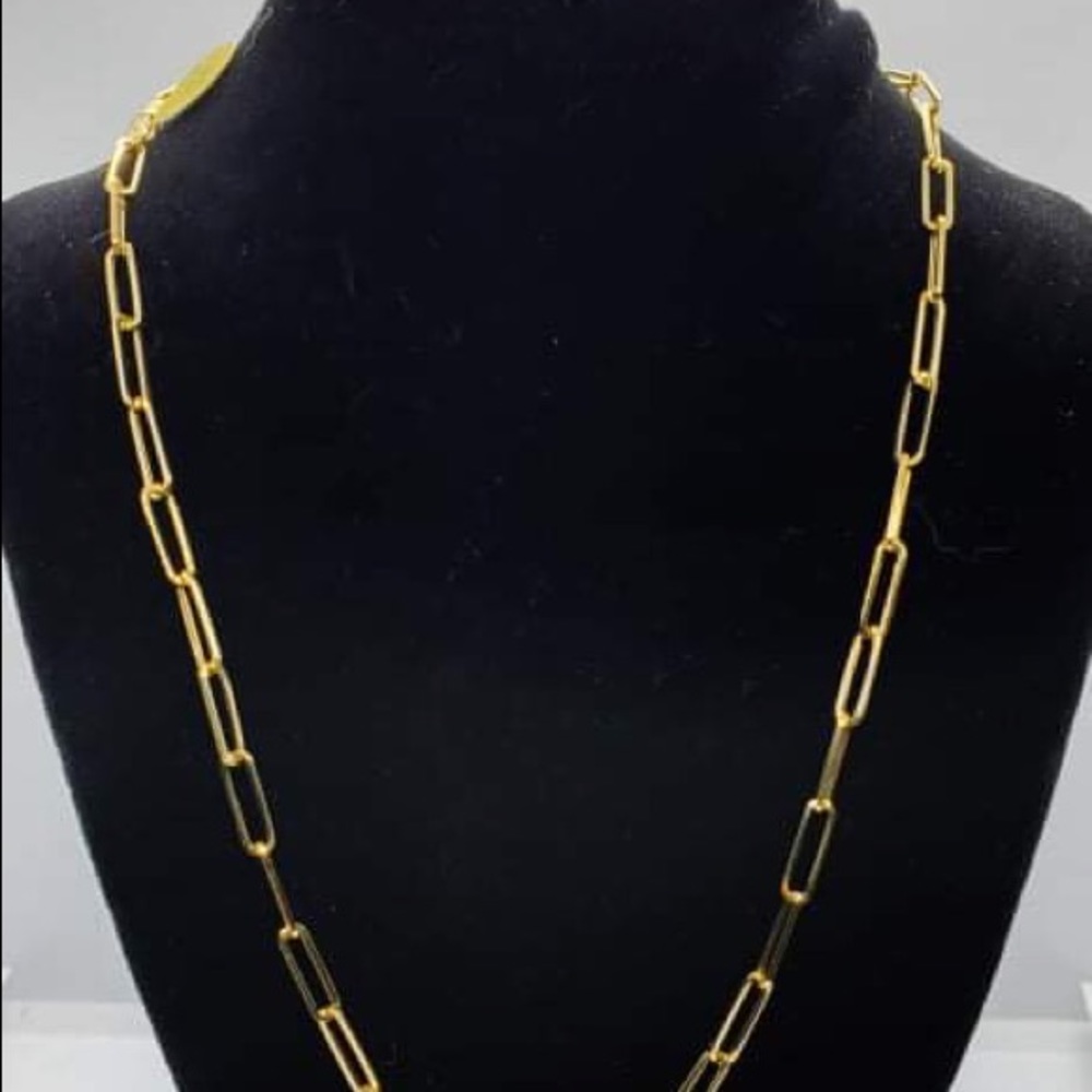 18K Yellow Gold Paper Clip Style Necklace